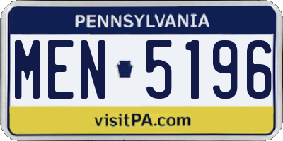 PA license plate MEN5196
