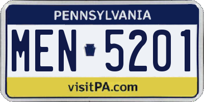 PA license plate MEN5201