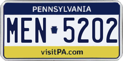 PA license plate MEN5202