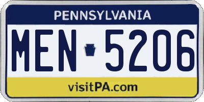PA license plate MEN5206