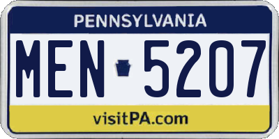 PA license plate MEN5207