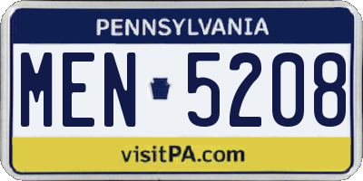 PA license plate MEN5208