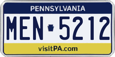 PA license plate MEN5212