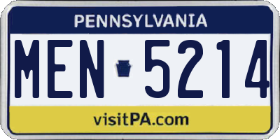 PA license plate MEN5214