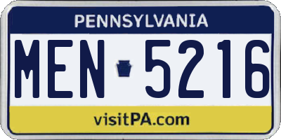 PA license plate MEN5216