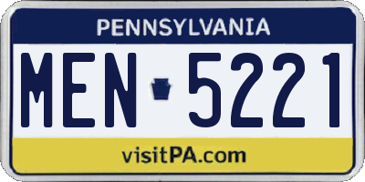 PA license plate MEN5221