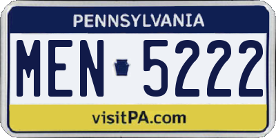 PA license plate MEN5222