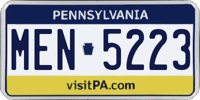 PA license plate MEN5223