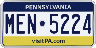PA license plate MEN5224