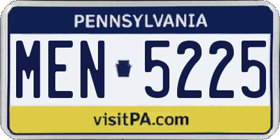 PA license plate MEN5225