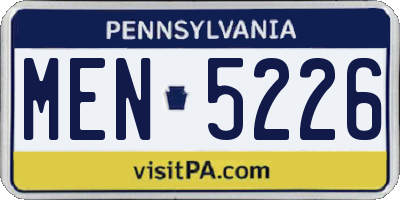 PA license plate MEN5226