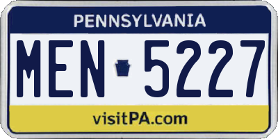 PA license plate MEN5227