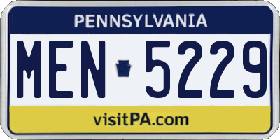 PA license plate MEN5229