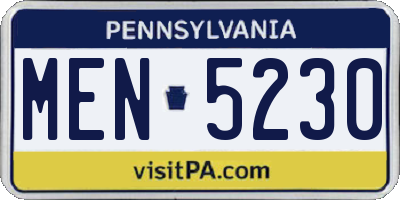 PA license plate MEN5230