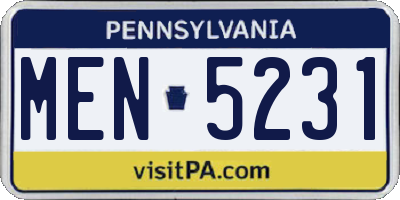 PA license plate MEN5231