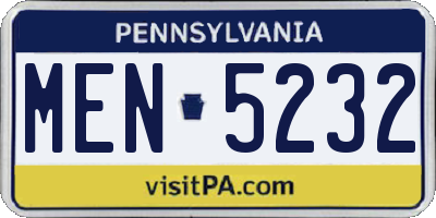 PA license plate MEN5232