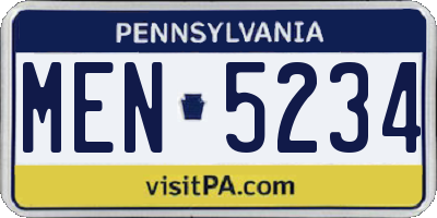 PA license plate MEN5234