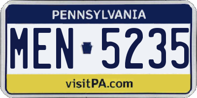 PA license plate MEN5235