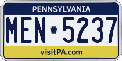 PA license plate MEN5237