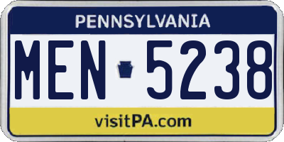 PA license plate MEN5238