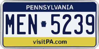 PA license plate MEN5239