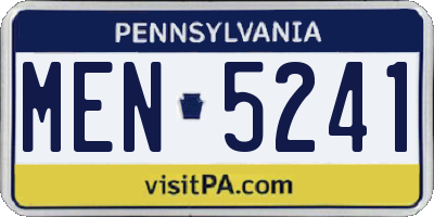PA license plate MEN5241