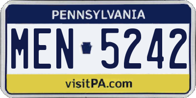 PA license plate MEN5242