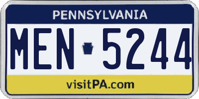 PA license plate MEN5244
