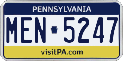 PA license plate MEN5247