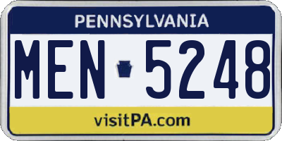 PA license plate MEN5248