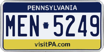 PA license plate MEN5249
