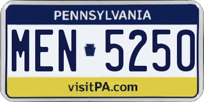 PA license plate MEN5250