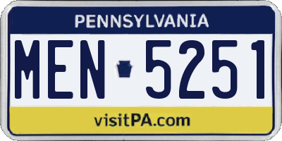 PA license plate MEN5251