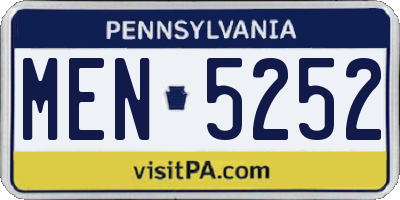 PA license plate MEN5252