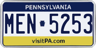 PA license plate MEN5253