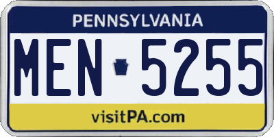 PA license plate MEN5255
