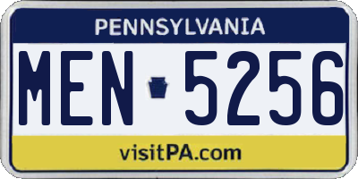 PA license plate MEN5256