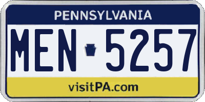 PA license plate MEN5257
