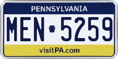 PA license plate MEN5259