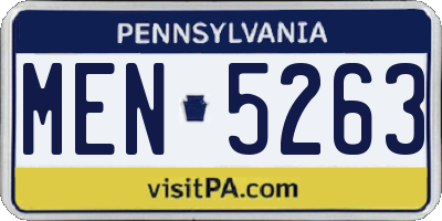 PA license plate MEN5263