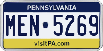 PA license plate MEN5269