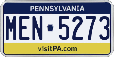 PA license plate MEN5273