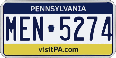 PA license plate MEN5274