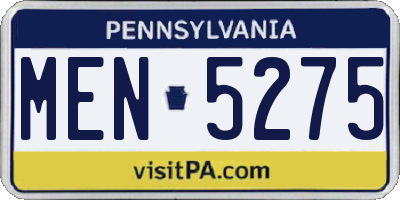 PA license plate MEN5275
