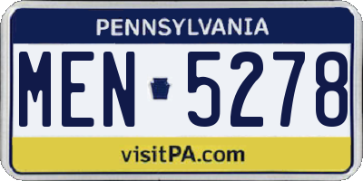 PA license plate MEN5278