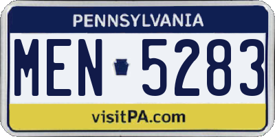 PA license plate MEN5283