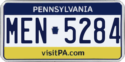 PA license plate MEN5284