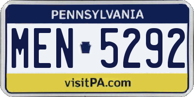 PA license plate MEN5292