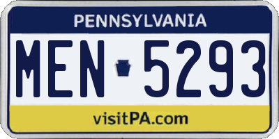 PA license plate MEN5293
