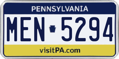 PA license plate MEN5294